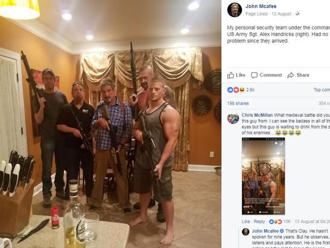 John McAfee’s security detail at his home in Tennessee. Picture: Facebook