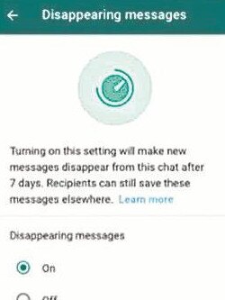 Disappearing message tools can be switched on at the touch of a button.