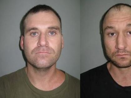 AT LARGE: Police are searching for the men pictured above - Nathan Caulfield and Trent Dyhrberg in the Gympie region who are persons of interest in a murder committed in Amamoor last Thursday night.