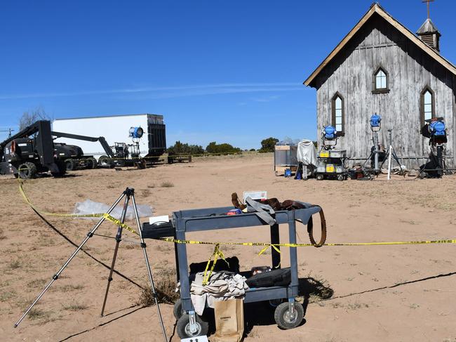 A police photo shows a prop cart at the scene of the shooting at the Bonanza Creek Ranch in Santa Fe, New Mexico. Picture: Santa Fe County Sheriff's Office / AFP.