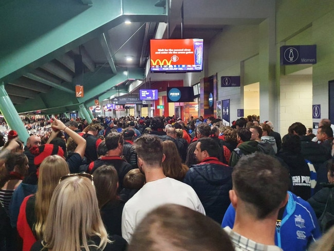 Fans were shoulder to shoulder on the Marvel Stadium concourses.