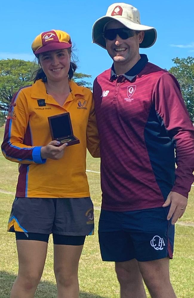 Central Queensland's Mahli Rea received the Haidee Birkett Medal for Player of the Carnival at the North Queensland Alliance under-15 girls championships.