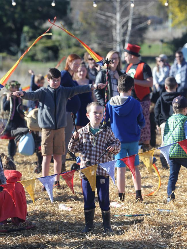 Children trying their hand at circus activities at the midwinter festival Picture: LUKE BOWDEN