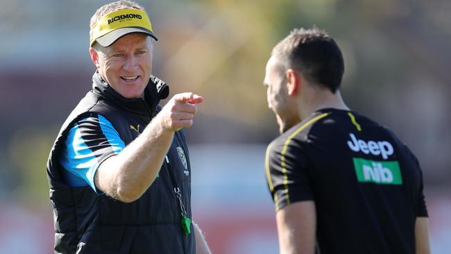 Damien Hardwick and Sydney Stack at training. Picture: Michael Klein