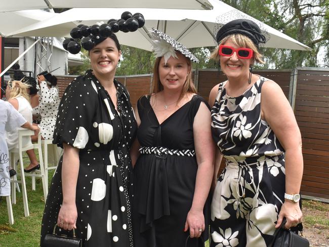 Guests in striking racewear at Penfolds Derby Day at the Flemington Racecourse on Saturday, November 02, 2024: