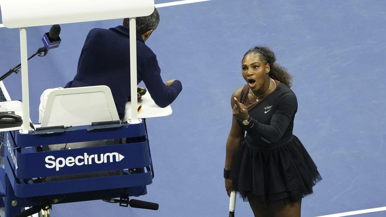 Serena Williams argues with the chair umpire during the US Open final. (Photo by Greg Allen/Invision/AP)