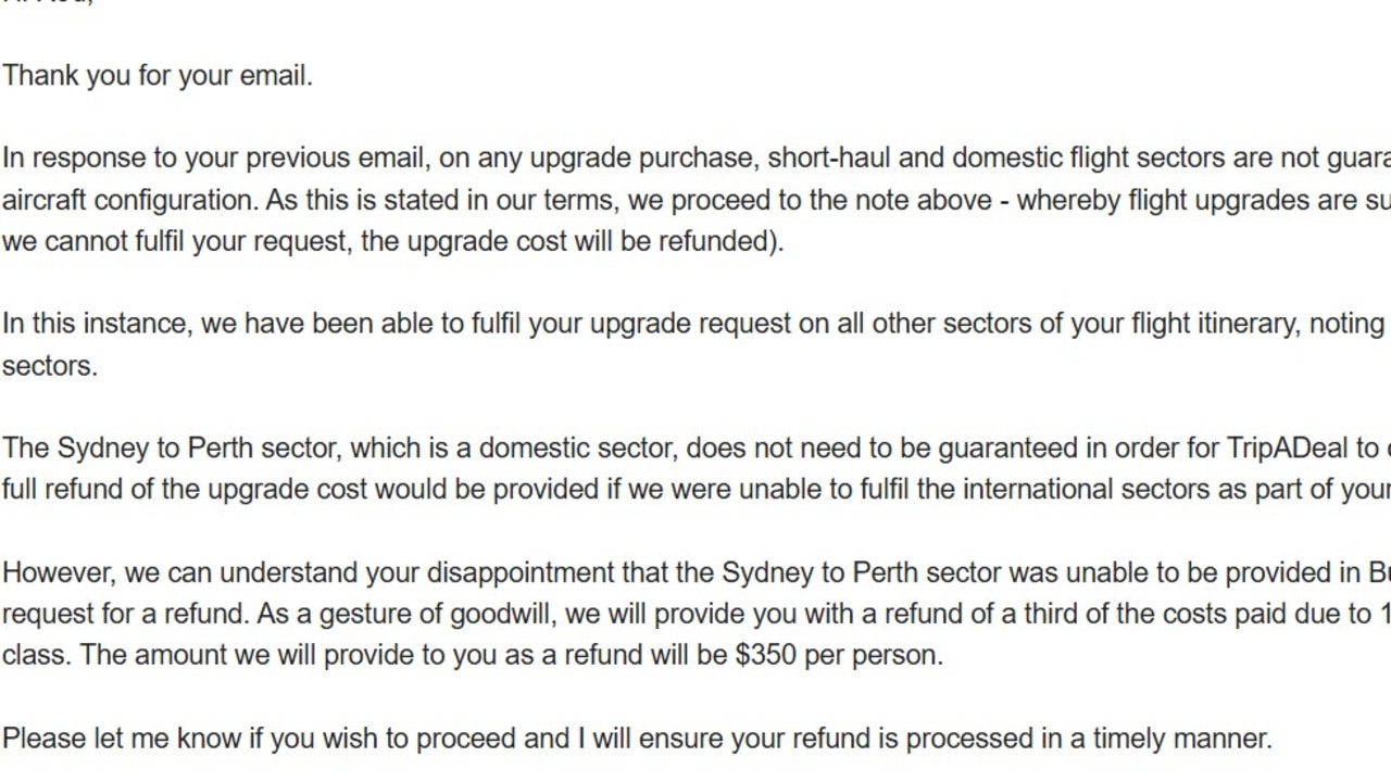 Emails Rod Gaynor received from TripADeal. Picture: Supplied