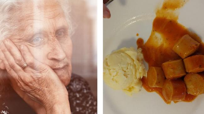 aged care sad woman bad food