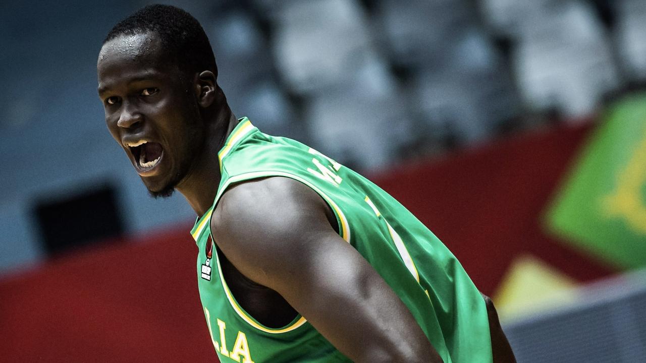 Former NBA forward Thon Maker steered the Boomers to a comfortable win over Jordan in their opening Asia Cup game.