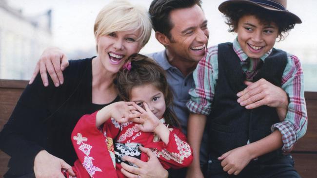 Hugh Jackman, Deborra Lee Furness and their kids Ava And Oscar.