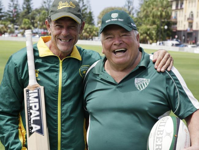 Mike Whitney, President of Randwick Petersham Cricket Club, and Randwick Rugby patron and legend of the code Jimmy Sayles. Picture: Ric McLallen. Source: supplied.