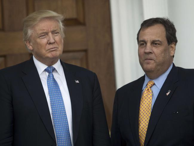 BEDMINSTER TOWNSHIP, NJ - NOVEMBER 20: (L to R) President-elect Donald Trump and New Jersey Governor Chris Christie stand together before their meeting at Trump International Golf Club, November 20, 2016 in Bedminster Township, New Jersey. Trump and his transition team are in the process of filling cabinet and other high level positions for the new administration.   Drew Angerer/Getty Images/AFP == FOR NEWSPAPERS, INTERNET, TELCOS & TELEVISION USE ONLY ==