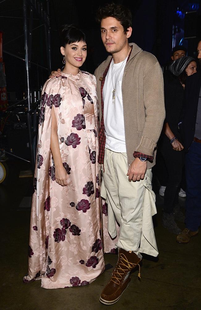 Katy Perry and boyfriend John Mayer pose backstage at "The Night That Changed America: A GRAMMY Salute To The Beatles". Picture: Getty 