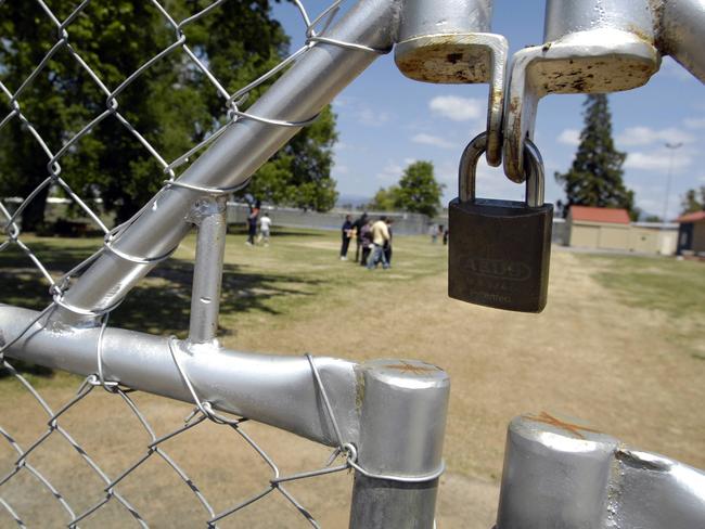 A locked gate at the Ashley Detention Centre.