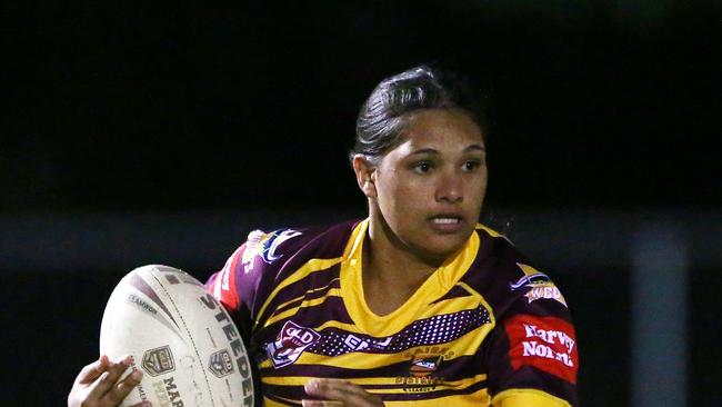 Ailsa ‘Rani’ Satini, pictured playing for City in the Cairns District Rugby League women's tackle series, died of catastrophic head injuries in a horrific car accident at Manoora in July 2021 and the driver faced sentencing this year. PICTURE: BRENDAN RADKE