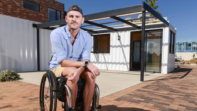 Port Adelaide business owner Shane Hryhorec, with the shipping container he hopes to covert into a cafe at the Port Adelaide Dock. Picture: Brenton Edwards