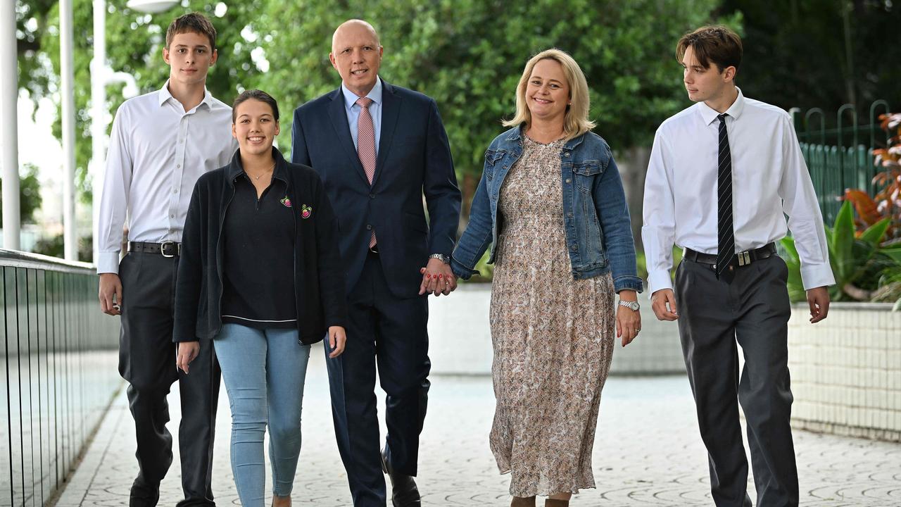 Peter Dutton with his family. Picture: Lyndon Mechielsen/The Australian