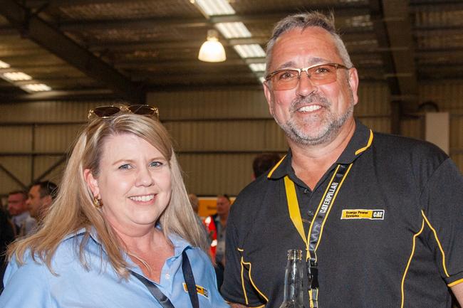 Veronica Poletti from Emerald and Andrew Tomlinson from Moranbah at the QME Mackay 2022 Opening Party in conjunction with Queensland Resources Council sponsored by Hastings Deering. Picture: Michaela Harlow