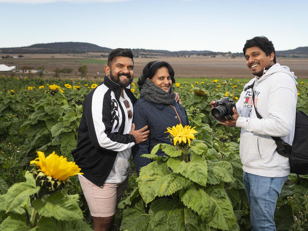 At Warraba Sunflowers are (from left) Baratha, Damsy and Kanishka, Saturday, June 22, 2024. Picture: Kevin Farmer