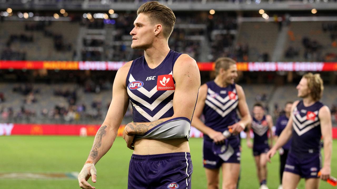 The Dockers suffered a blow late with Rory Lobb injuring his arm. Picture: AAP