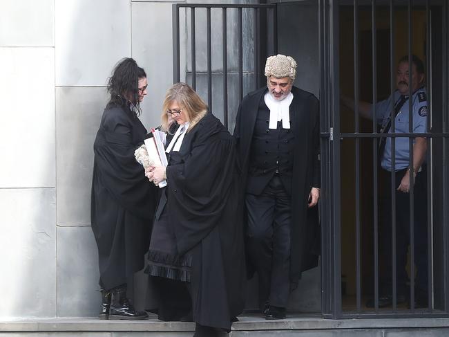 Kylie Hack’s lawyers Caroline Graves and Greg Melick, SC, leaving the Supreme Court in Hobart.