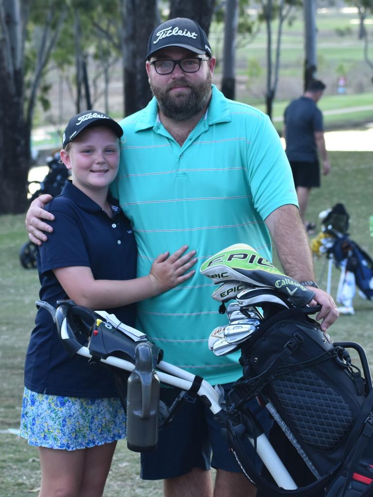 Yeppoon's Lily and Scott McGuiness at the Rockhampton Golf Club in the lead-up to the US Kids Golf Foundation Australian Open being played on September 27 and 28.