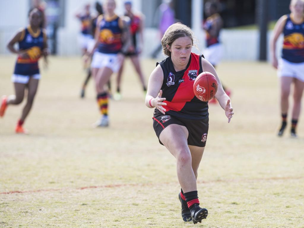 Charlotte Collins for South Toowoomba against University in AFL Darling Downs senior women's round 9 at Heritage Oval, Saturday, June 19, 2021. Picture: Kevin Farmer