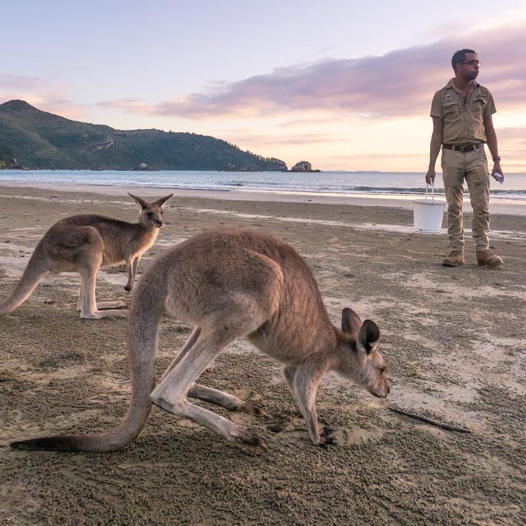 Indigenous ranger Abe Weiba and friends at Cape Hillsborough