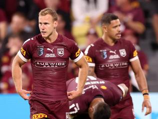 TOWNSVILLE, AUSTRALIA - JUNE 09:  Daly Cherry-Evans of the Maroons looks on after a Blues try during game one of the 2021 State of Origin series between the New South Wales Blues and the Queensland Maroons at Queensland Country Bank Stadium on June 09, 2021 in Townsville, Australia. (Photo by Mark Kolbe/Getty Images)