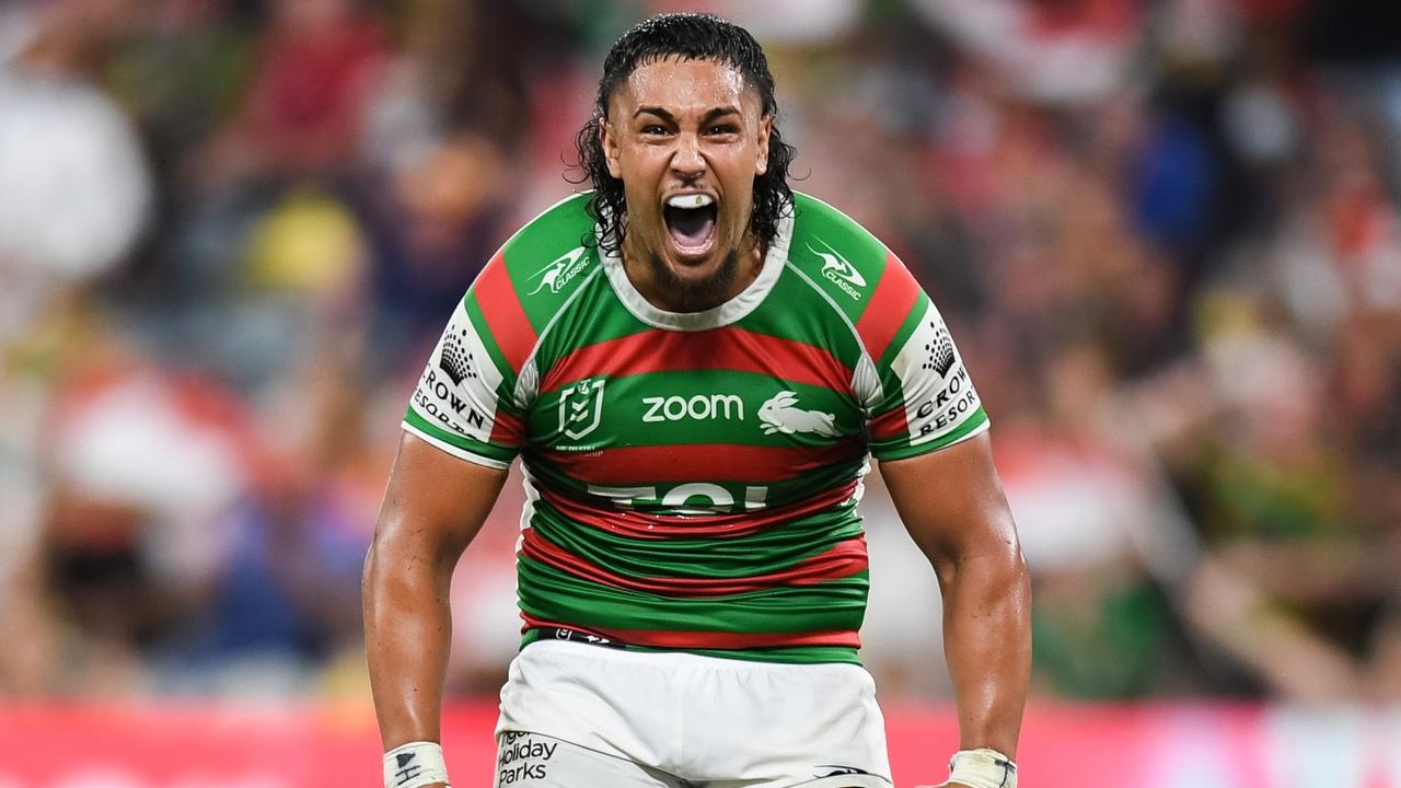 Koloamatangi registered 53 post-contact metres in the 2021 NRL grand final, the second-most of any Rabbitohs player. Picture: Nathan Hopkins / NRL Imagery