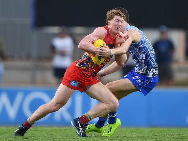 Matt Rowell is beginning to become a force in the Suns’ engine room. Picture: AFL Photos/Getty Images