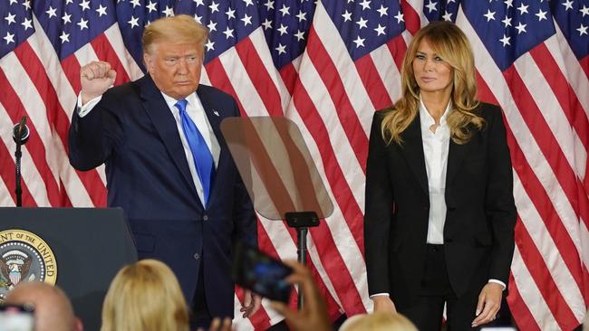 Melania Trump’s black suit has been described by a body language expert as ‘funeral black’. Picture: Al Drago/Bloomberg via Getty Images