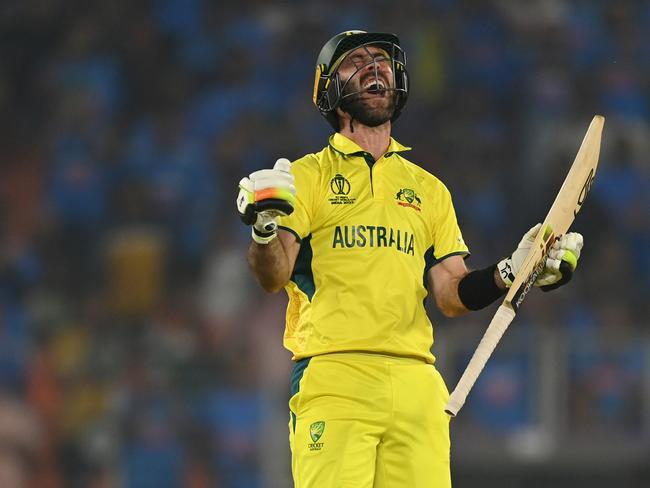 Glenn Maxwell’s heroic role in the 2023 World Cup is also covered extensively in his new book. Picture: Getty