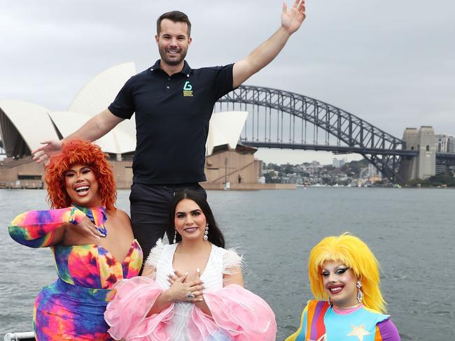 Simon Dunn (black shirt) seen in 2020. He was a passionate about helping community organisations in the LGBTI community. Picture Rohan Kelly.