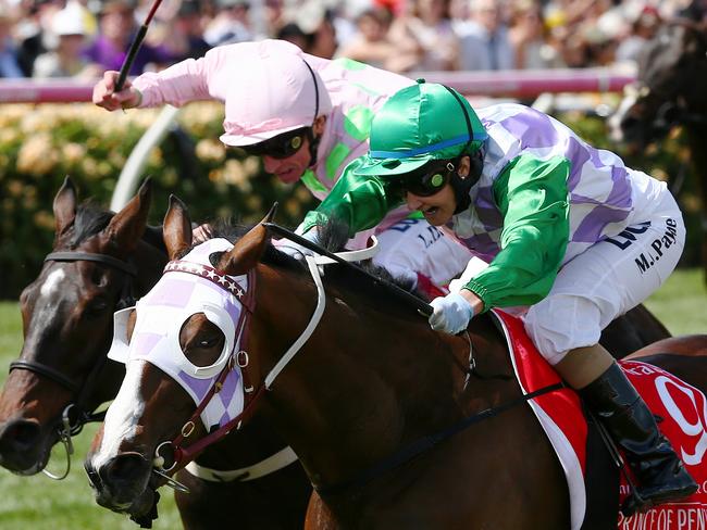 Michelle Payne and Prince Of Penzance on their historic day. Picture: George Salpigtidis