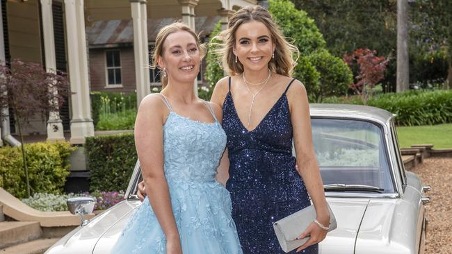 Tessa Cheetham and Olivia Darby. Highlands Christian College formal at Gabbinbar Homestead. Wednesday. 18th Nov 2020 Picture: Nev Madsen