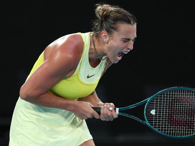 Aryna Sabalenka is aiming to become a three-time Melbourne Open winner with back-to-back-to-back titles at Melbourne Park. Picture: Martin Keep/AFP.