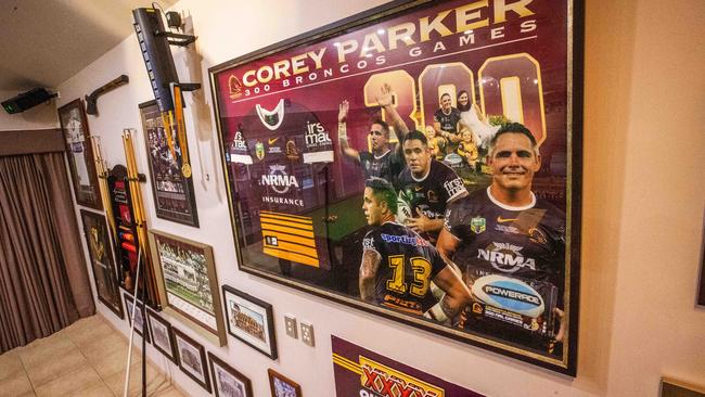 Unfortunately, the Broncos memorabilia won’t be sold with the house. Picture: Nigel Hallett.