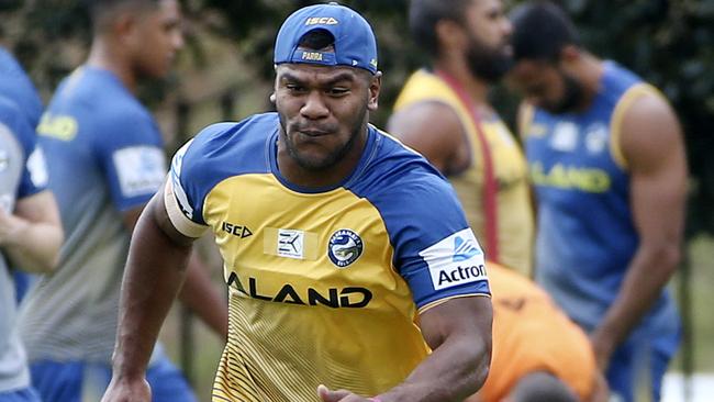 Young Parramatta Eels winger Maika Sivo during training ahead of round one. Picture: Justin Lloyd