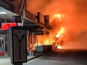 A dessert shop on Mahoneys Rd Cambellfield was engulfed by flames on Wednesday morning. Picture: Supplied