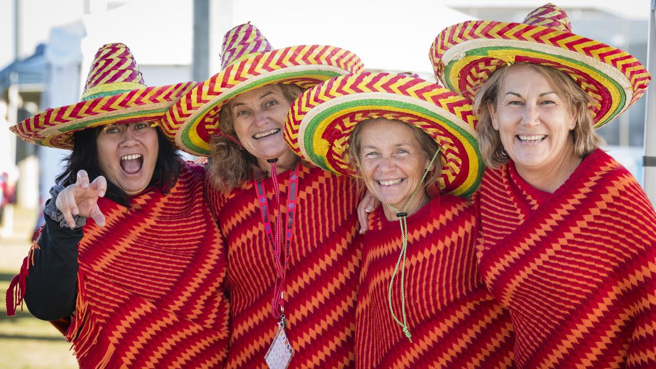 Members of Team Rockhampton (from left) Sharon Connor, Judy Milner, Tanya Christensen and Helen Kennedy at the 2023 Hockey Queensland Womens Masters State Championships.