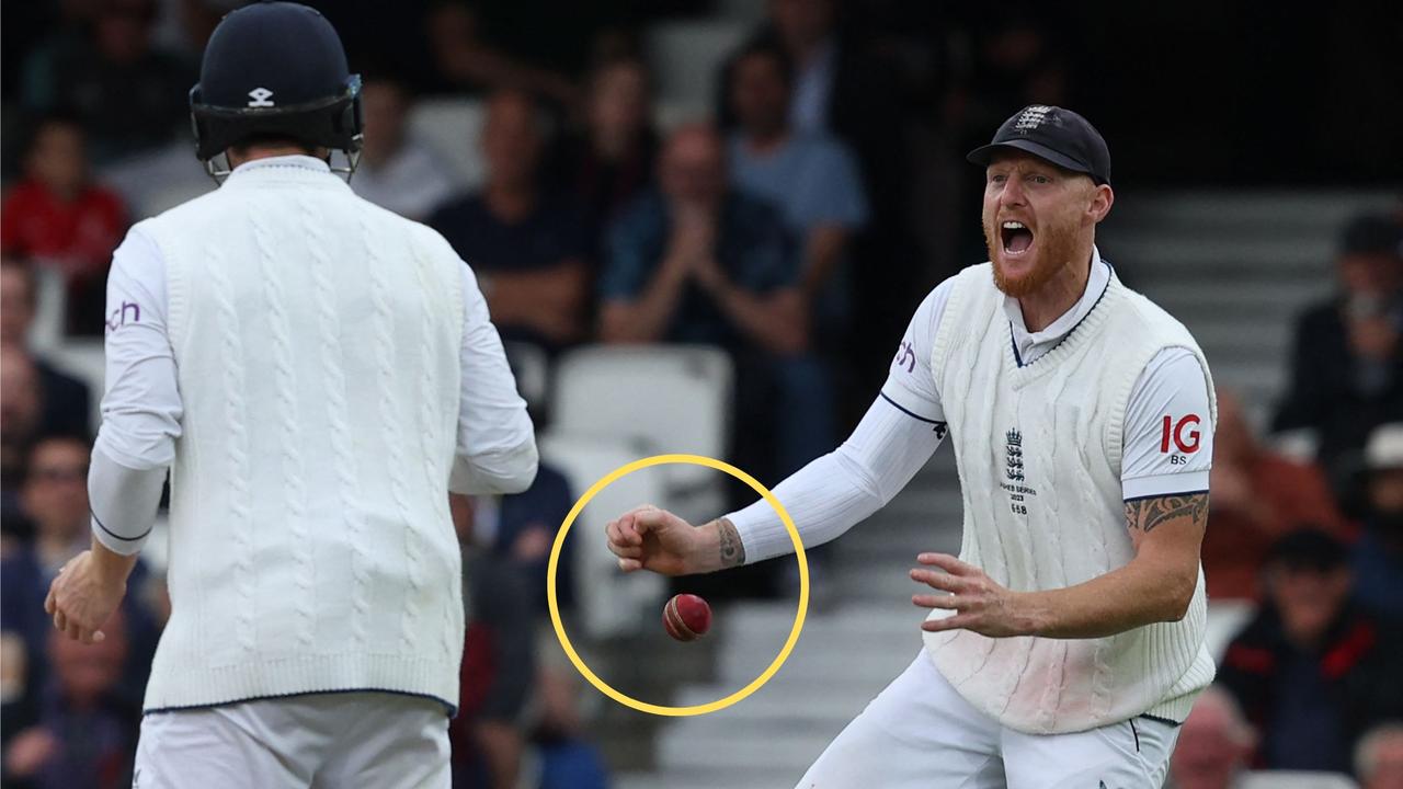 Ben Stokes drops Steve Smith during the fifth Test.