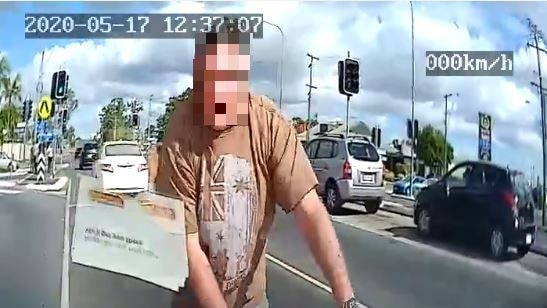 The man Gurpreet Singh tried to run down on Loganlea Rd at Meadowbrook on May 17, 2020, at about 12.30pm. Picture: Supplied