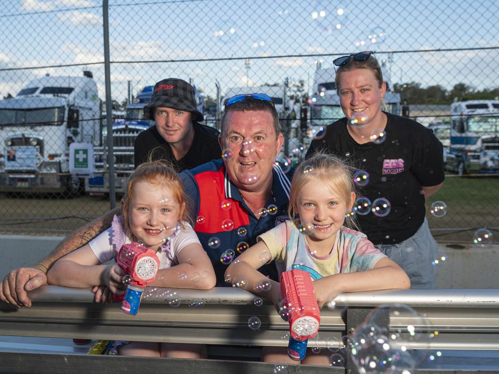 At Lights on the Hill Trucking Memorial are (from left) Piper, Ryan, Ted, Willow and Serena Foody at Gatton Showgrounds, Saturday, October 5, 2024. Picture: Kevin Farmer