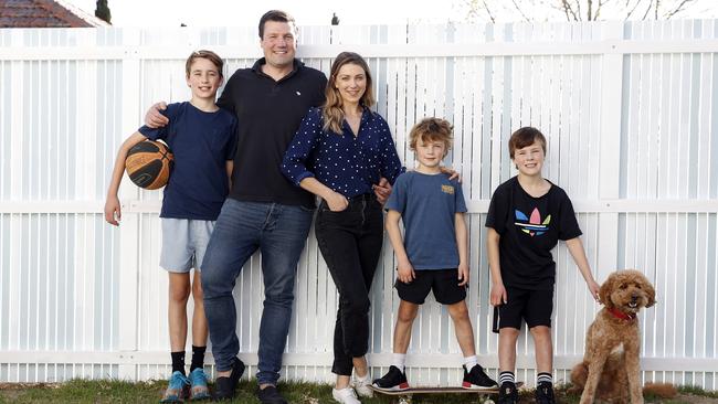 Will and Jemma McGeachie with their children (from left) Harrison, Finn and Lachy. Picture: Sam Ruttyn