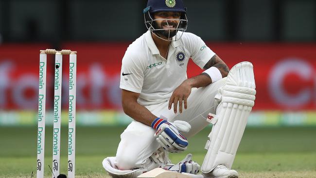 Virat Kohli finished day two unbeaten for India. (Photo by Ryan Pierse/Getty Images)