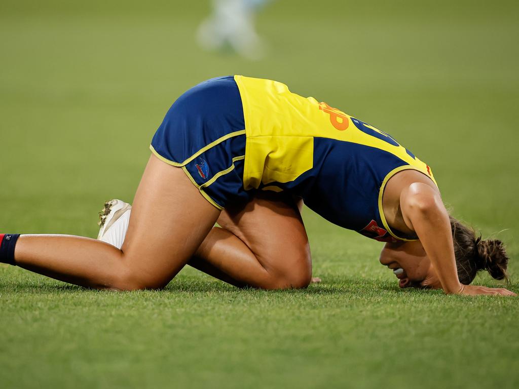 Crows young gun Danielle Ponter was injured in the win against Geelong. Picture: Getty Images