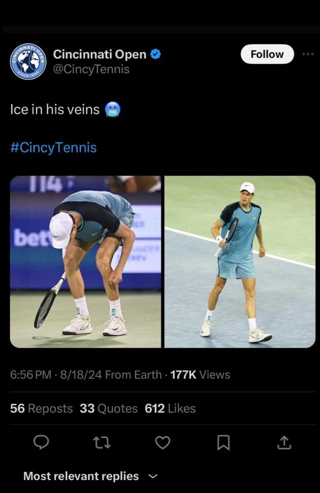 The Cincinnati Open also deleted a tweet that could be taken the wrong way.