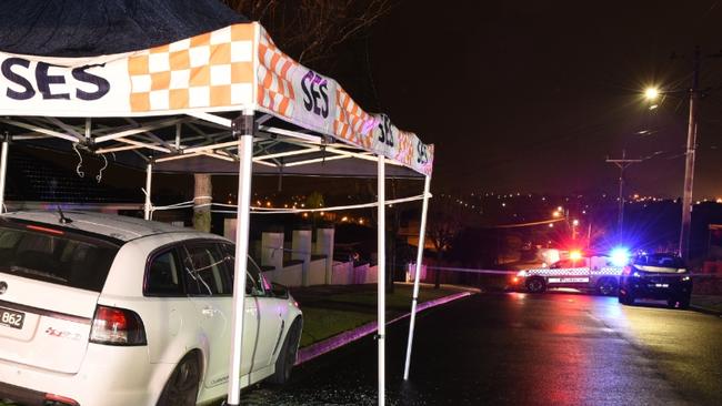 Rocco Curra’s car on a Bulleen street after he was shot several times while sitting inside.