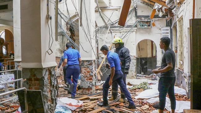 The debris of St Anthony's Church in Kochchikade in Colombo. Picture: Chamila Karunarathne/Getty Images